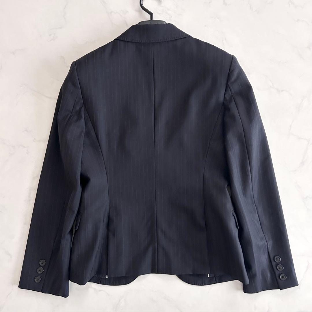 美品 23区 パンツスーツ セットアップ 濃紺 ストライプ 34 小さいサイズ