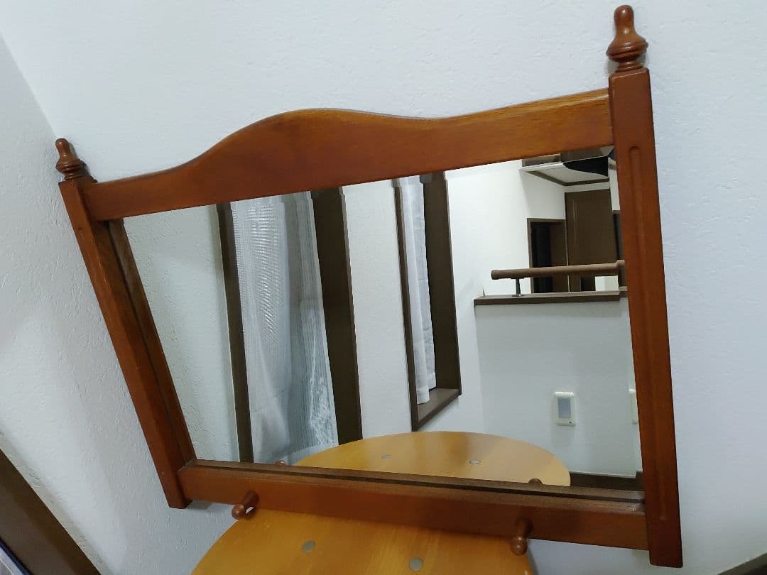 アンティーク　ウォールミラー　壁掛け鏡　面取り鏡　フック付き　匿名配送　送料無料