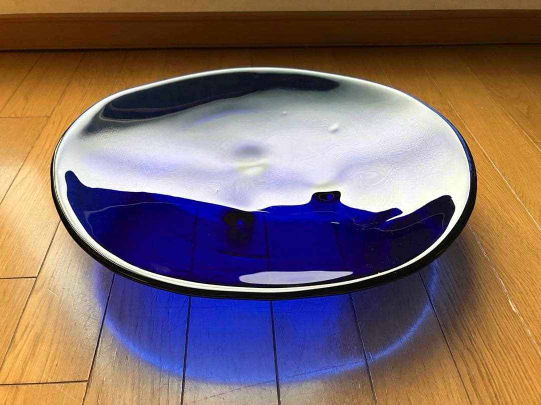 未使用⭐︎国産⭐︎ガラス大皿⭐︎作家⭐︎インテリア⭐︎花器