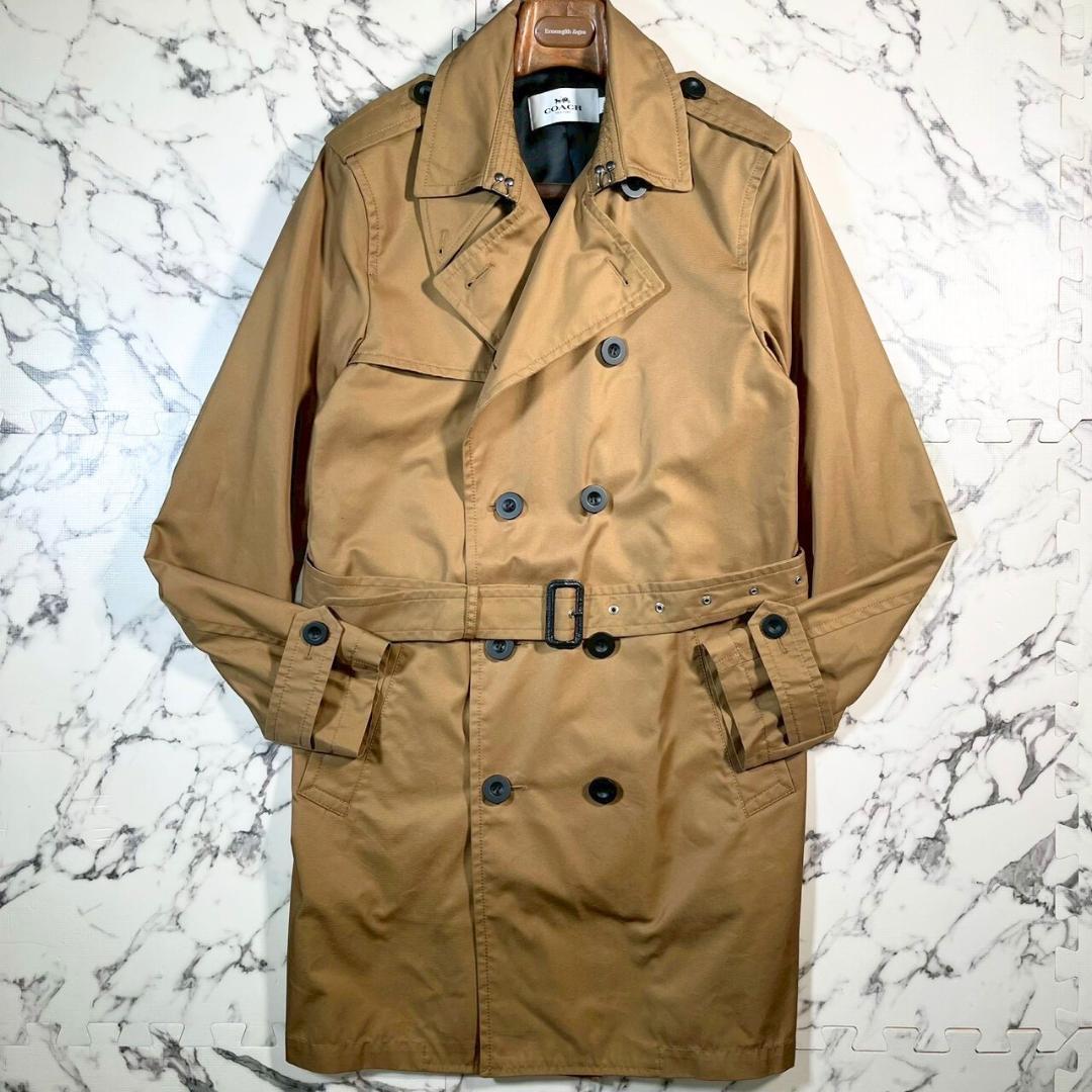 ✨極美品/レザー切替✨COACH トレンチコート ベルト ベージュ 175/L位