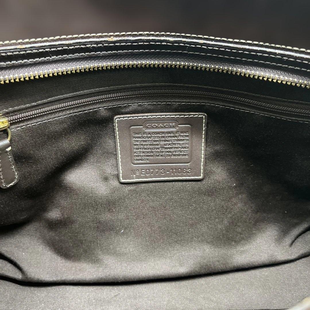 美品COACH トートバッグ 黒 肩掛け キャンバス レザー 11063 コーチ