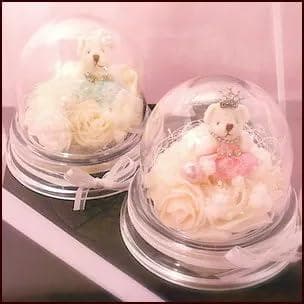 プリザーブドフラワードーム テディベア☆ 2Set ♬