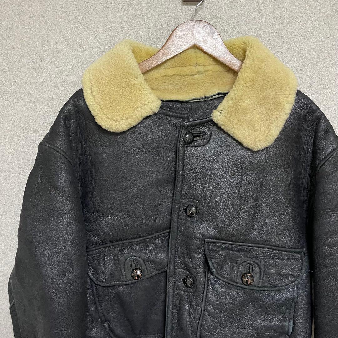 A-2 G-1 フライト　ジャケット　USA 羊革 リアル　黒　ムートン　ボア