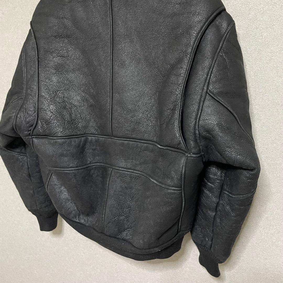 A-2 G-1 フライト　ジャケット　USA 羊革 リアル　黒　ムートン　ボア