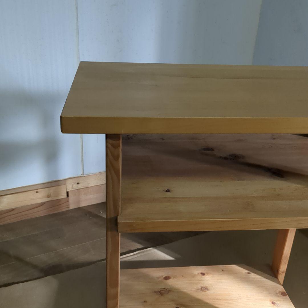 木製 3段シェルフ　棚　サイドテーブル　荷物置き　ナチュラル　ハンドメイド