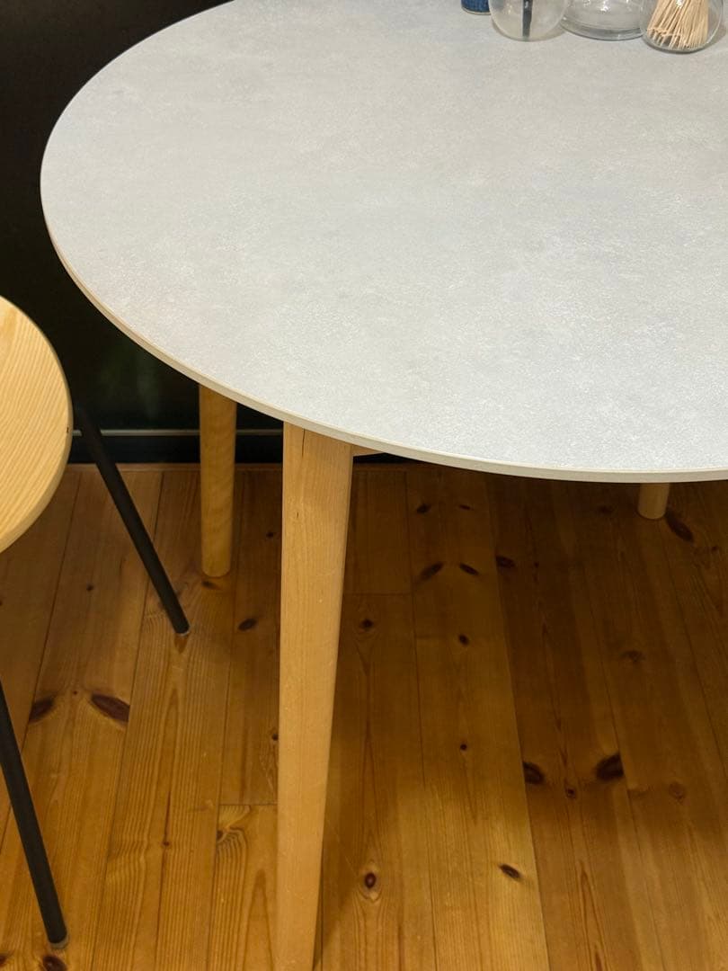 IKIKAGU セラミック グレー ダイニングテーブル 90cm 丸テーブル 円