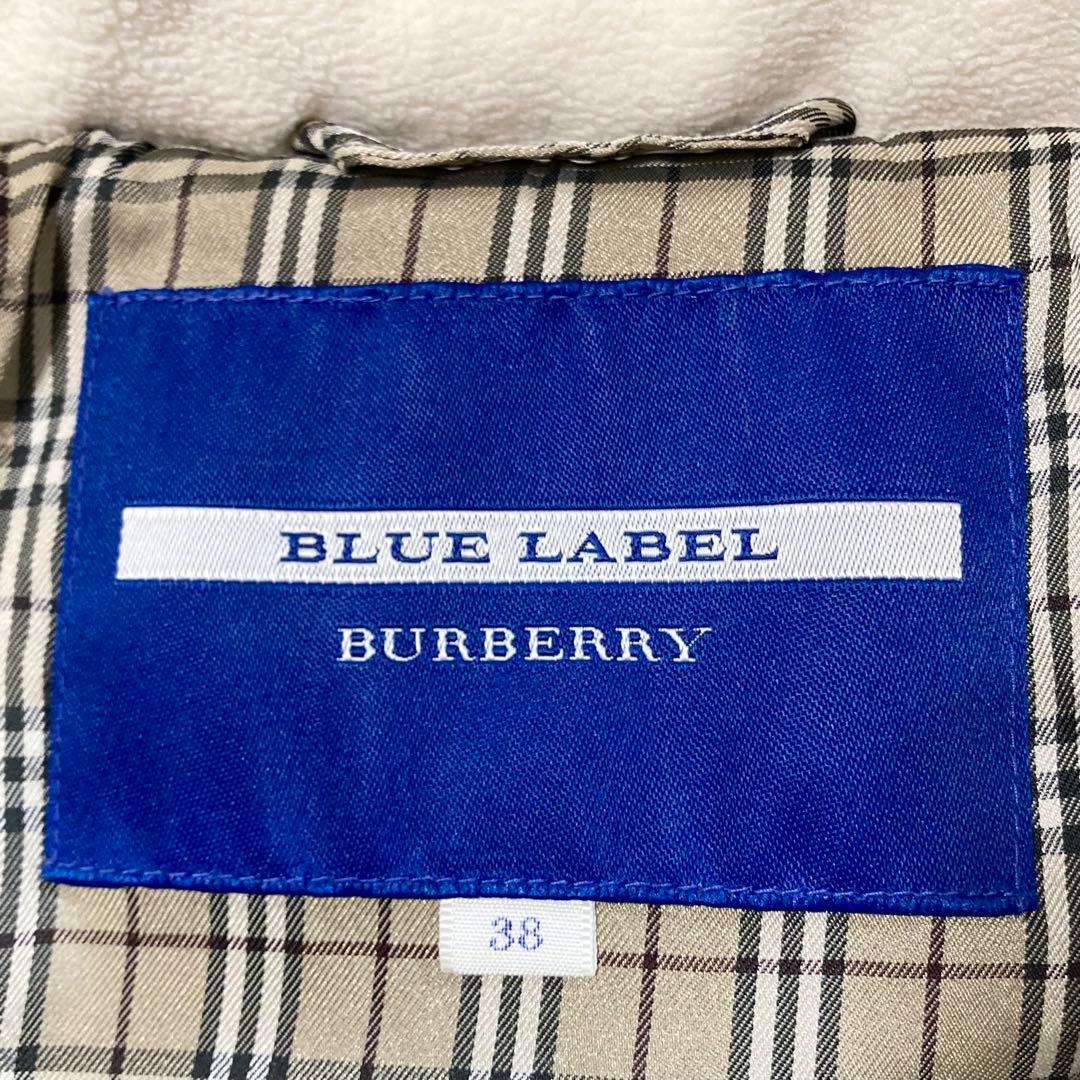 バーバリーブルーレーベル ダウンコート ベルト ラクーンファー ノバチェック