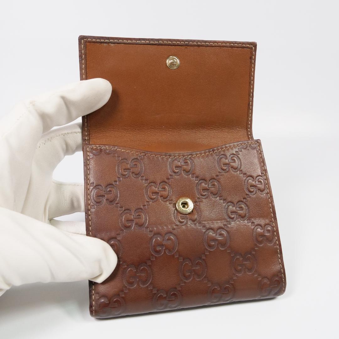 美品✨ GUCCI グッチ 二つ折り財布 シマ リボン ブラウン