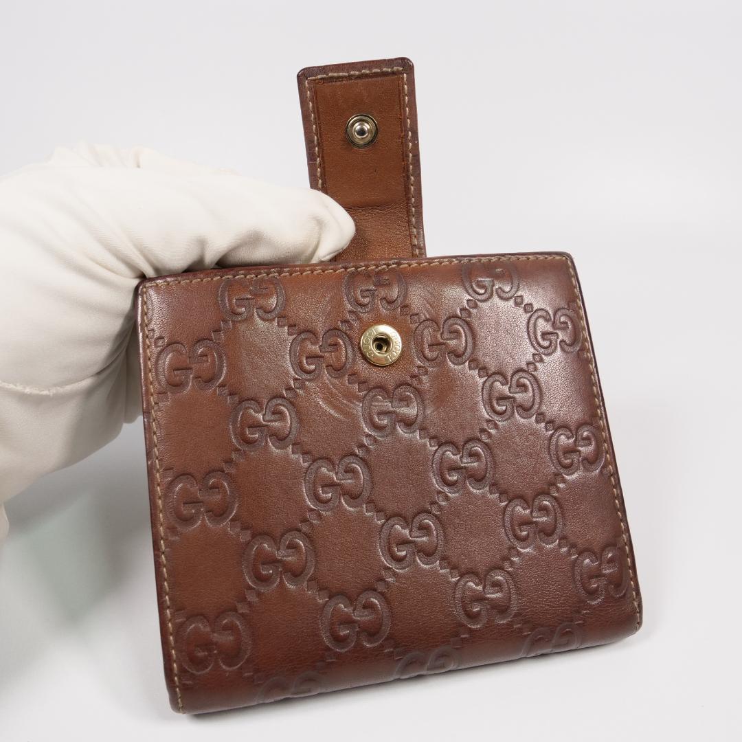 美品✨ GUCCI グッチ 二つ折り財布 シマ リボン ブラウン