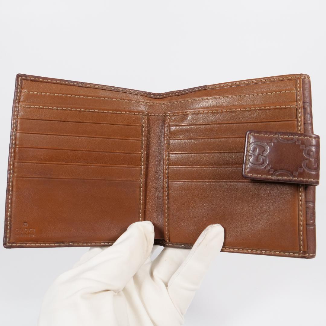 美品✨ GUCCI グッチ 二つ折り財布 シマ リボン ブラウン