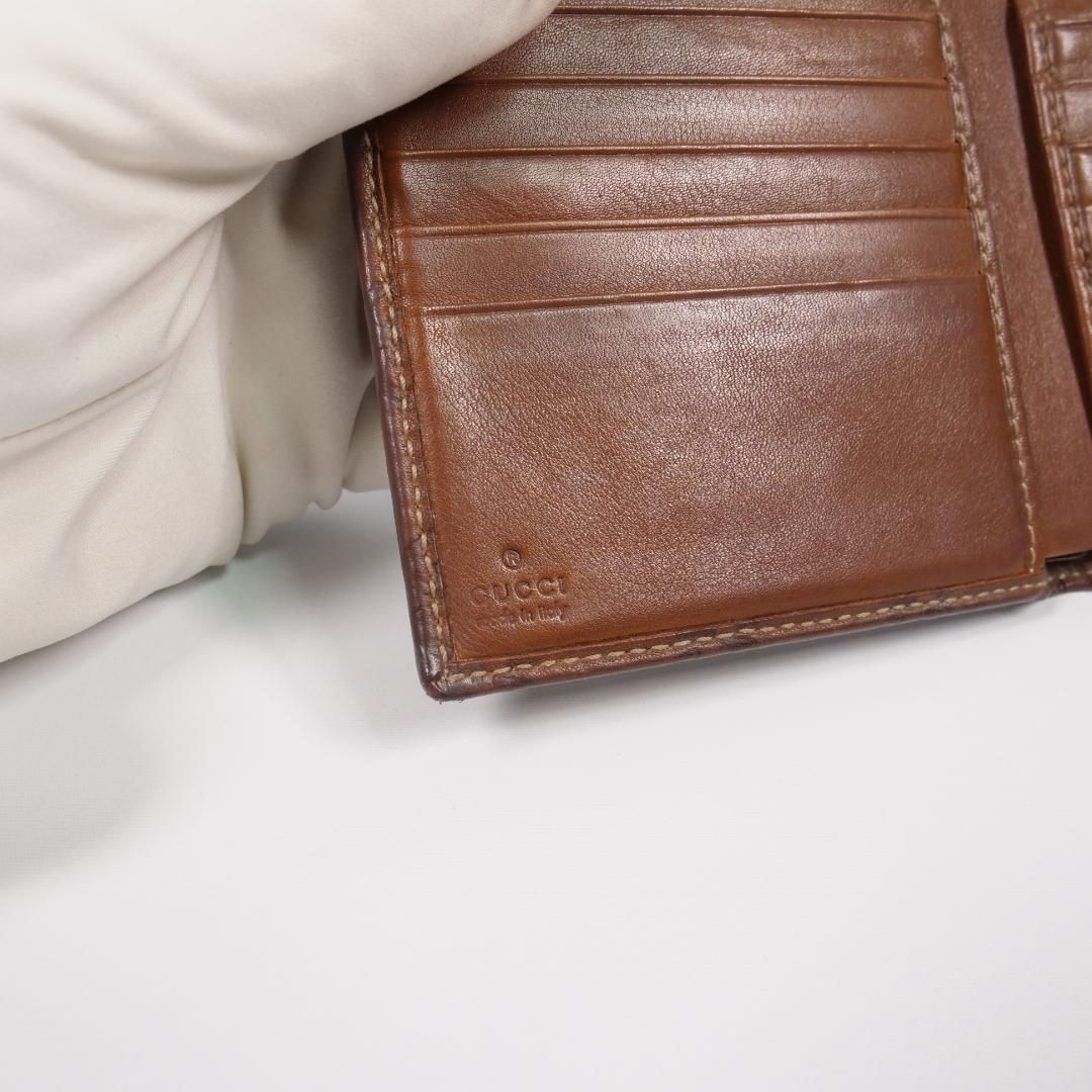 美品✨ GUCCI グッチ 二つ折り財布 シマ リボン ブラウン