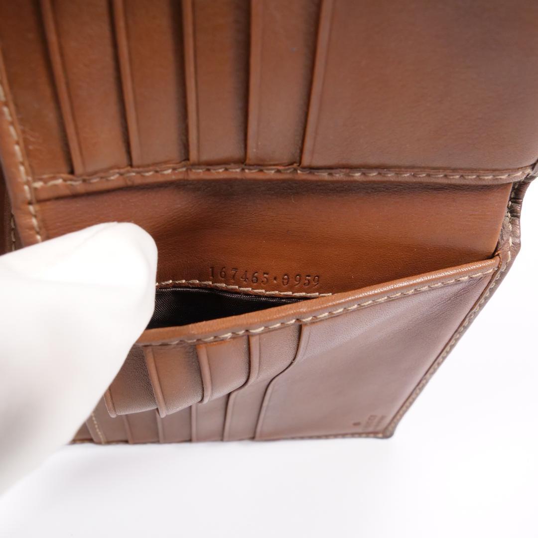 美品✨ GUCCI グッチ 二つ折り財布 シマ リボン ブラウン