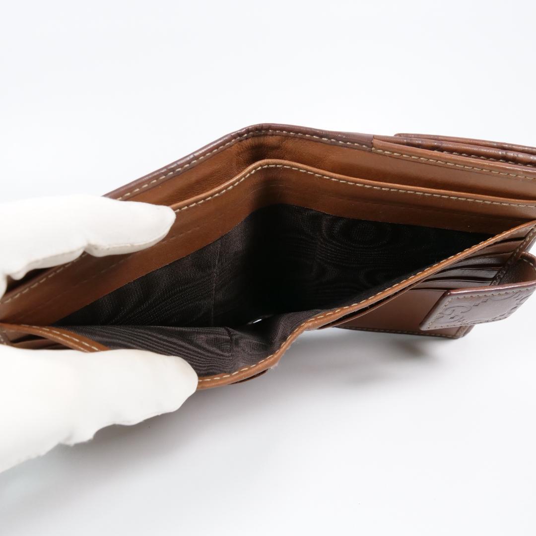 美品✨ GUCCI グッチ 二つ折り財布 シマ リボン ブラウン