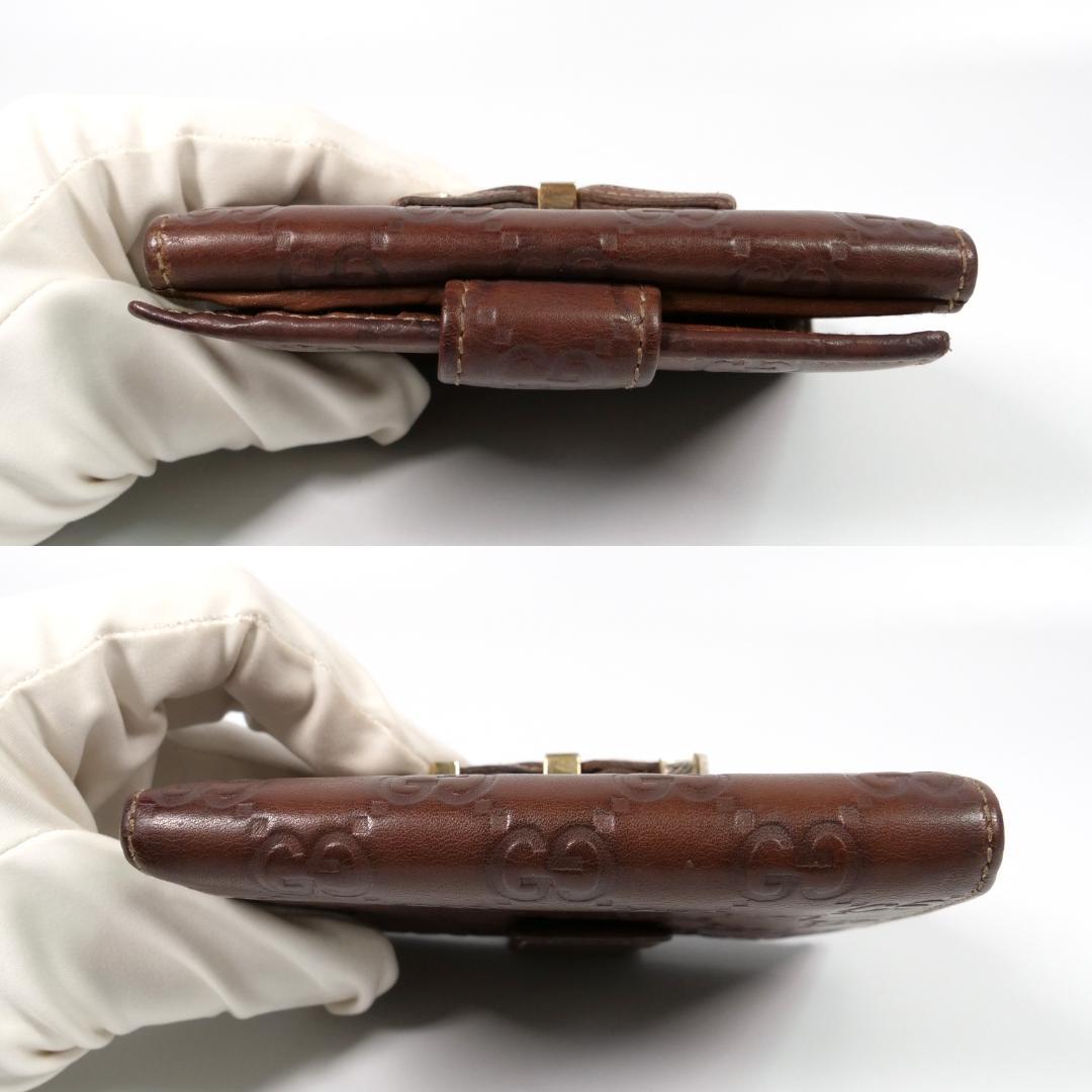 美品✨ GUCCI グッチ 二つ折り財布 シマ リボン ブラウン