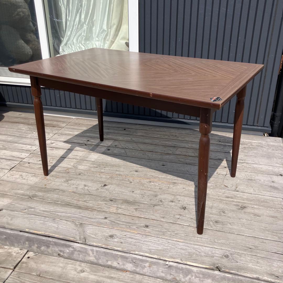 昭和レトロ トーア ナショナル 木製ダイニングテーブル 木目柄メラミン天板