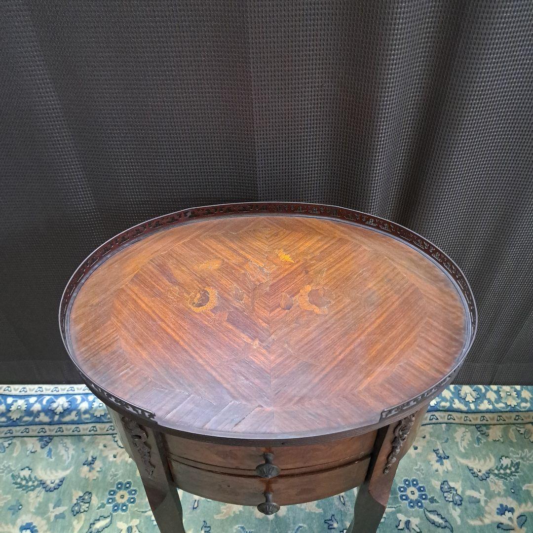 アンティークマリネール調 陶板象嵌 サイドテーブル コンソール 飾り棚 猫脚