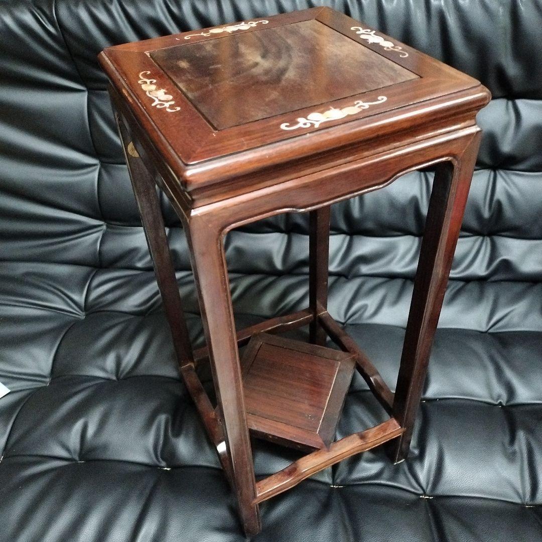 花台 螺鈿 アンティーク 唐木 台 骨董 盆栽台