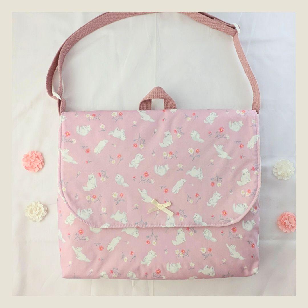 図書袋　絵本バッグ　通園バッグ　しろネコちゃん　撥水　抗菌