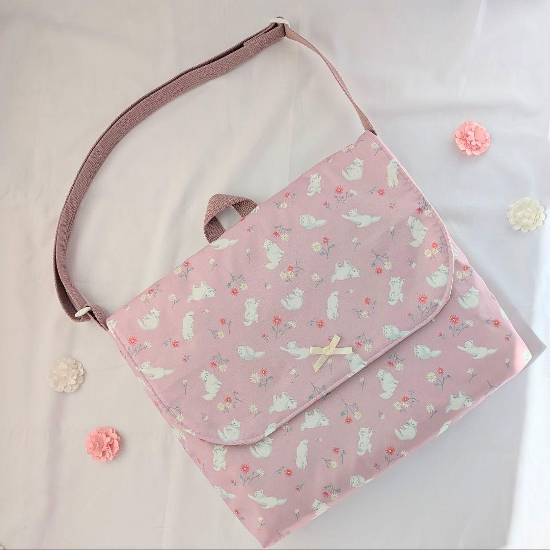 図書袋　絵本バッグ　通園バッグ　しろネコちゃん　撥水　抗菌