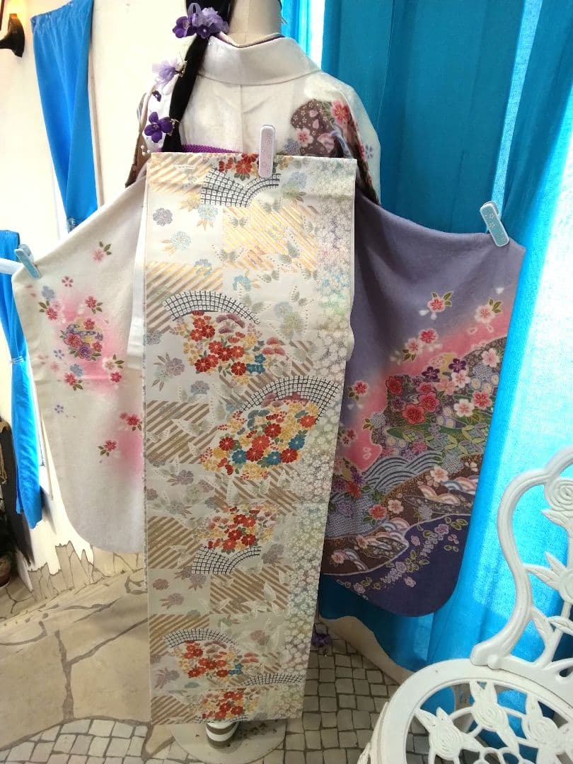 振袖フルセット、正絹振袖、成人式、重ね衿帯揚げ帯締め、西陣袋帯、襦袢、ガード加工