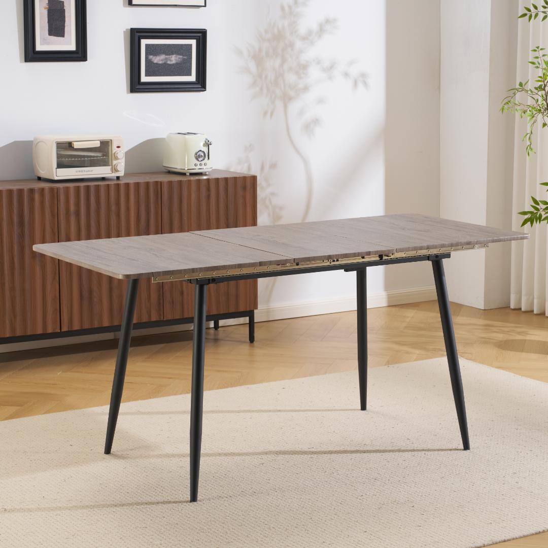 タイムセール！伸長式ダイニングテーブル　120~160cm伸縮可能　GREY