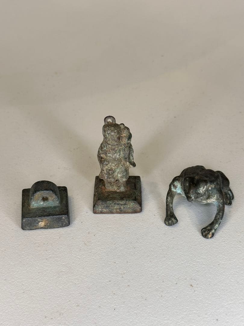 中国 青銅 印章 置物 3点セット 古美術