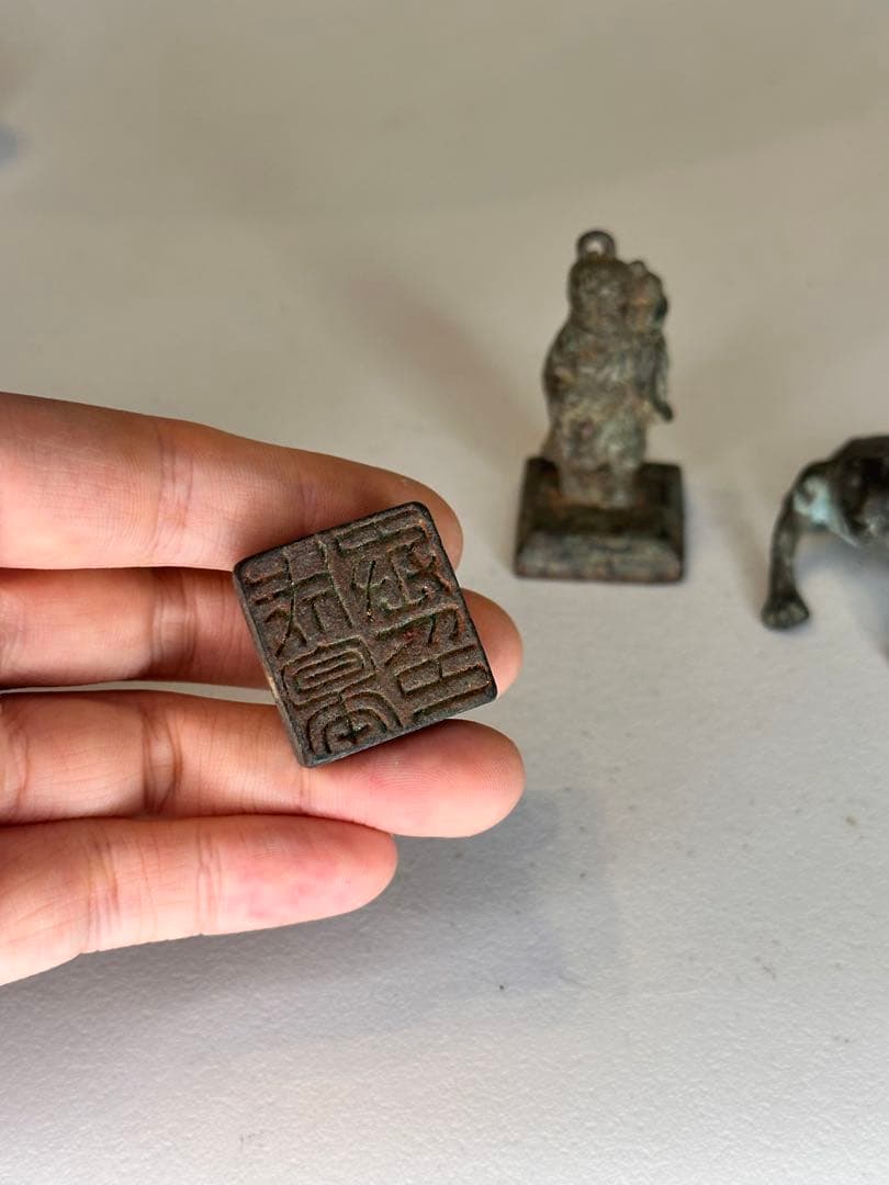 中国 青銅 印章 置物 3点セット 古美術