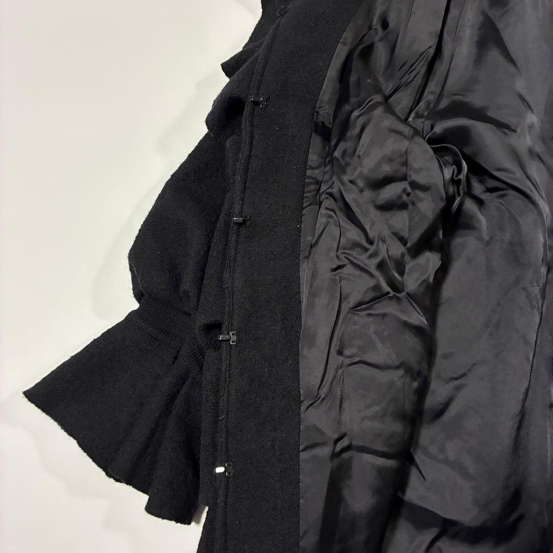 【美品】EPOCA エポカ ウールコート フリルデザイン 黒 40 日本製