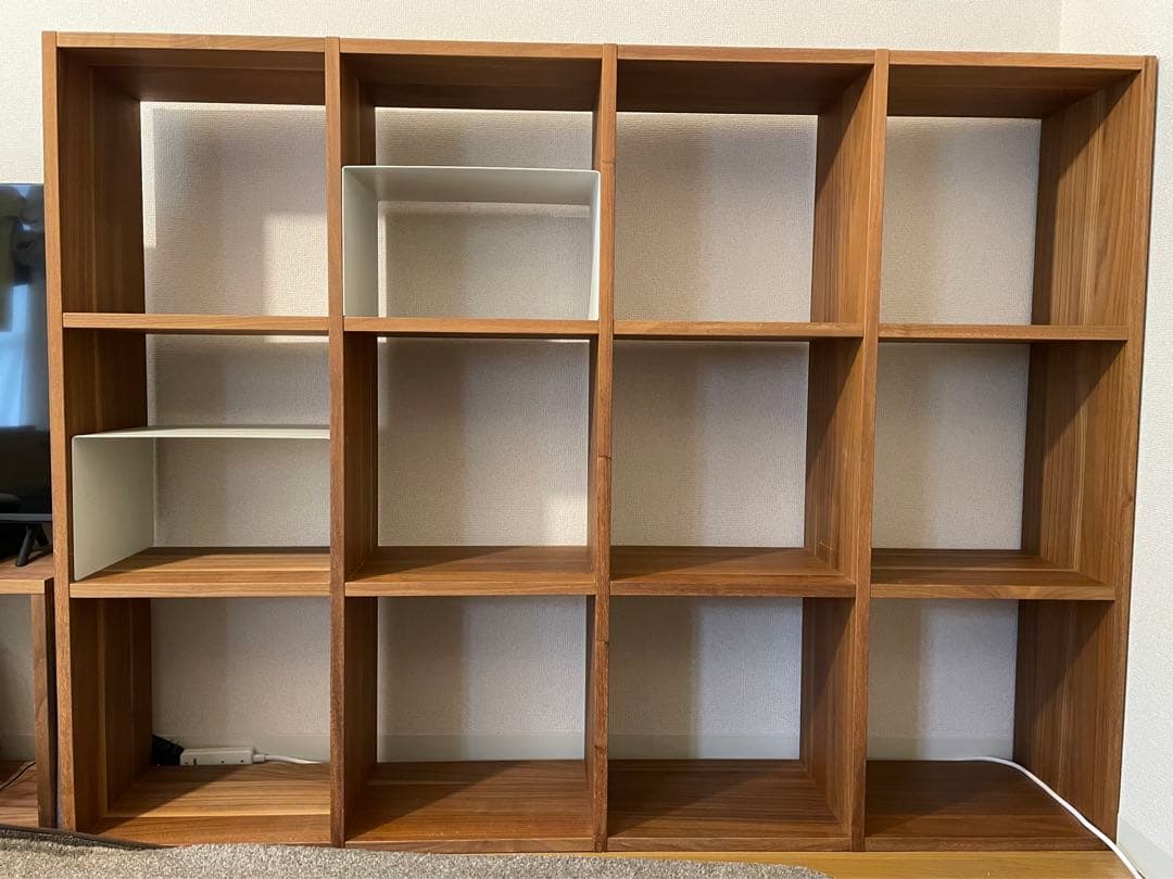 【送料込】無印良品 スタッキングシェルフ 4段×3列 ウォールナット コの字棚付