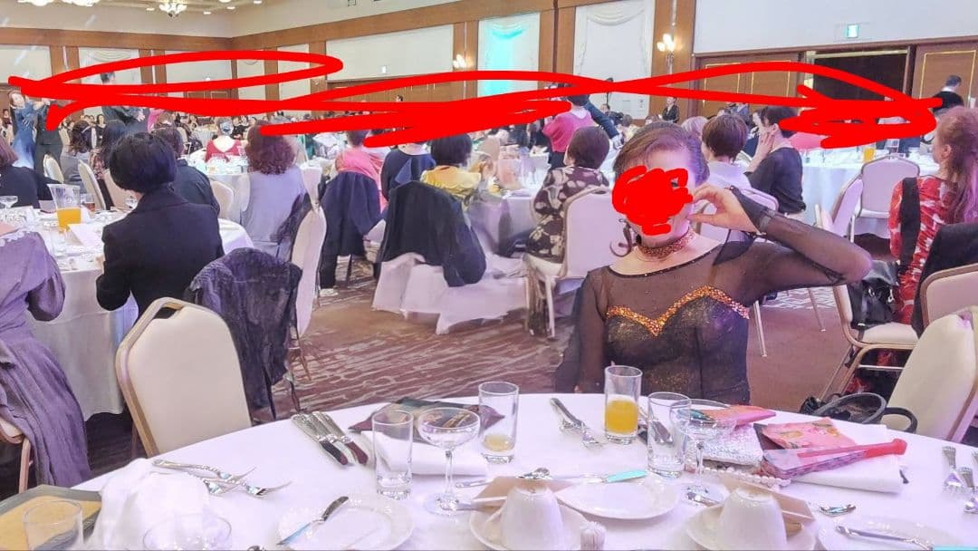 ma品 タカダンス 社交ダンス用黒ドレス 長袖 スパンコール&チョーカー付