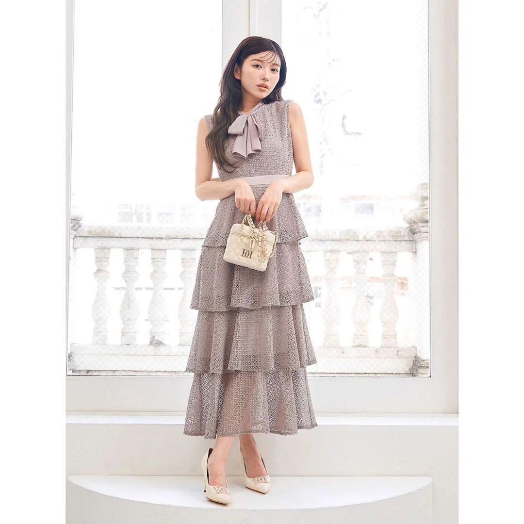 DARICH レーシーティアードロングドレス