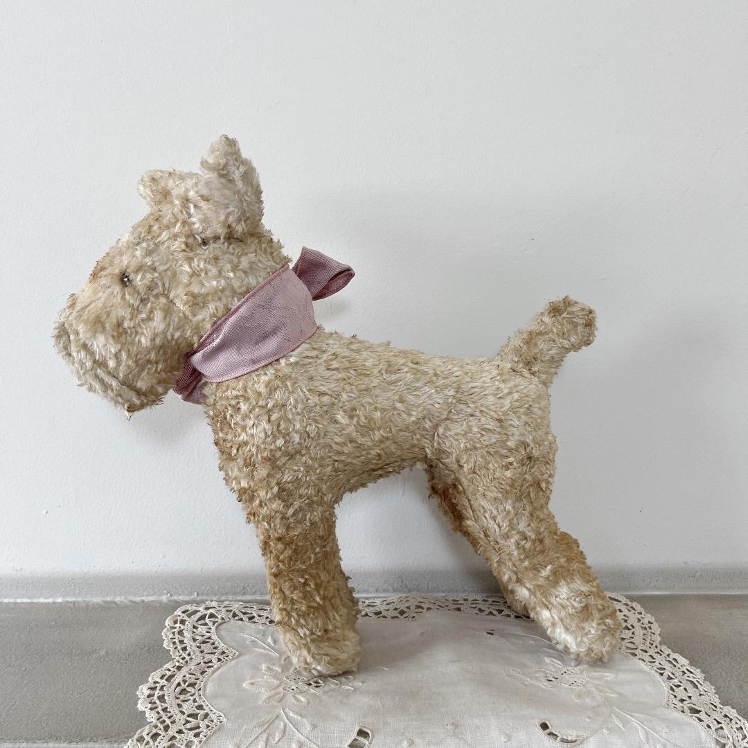 アンティーク　ぬいぐるみ　犬　テリア　人形　ヨーロッパ　ヴィンテージ