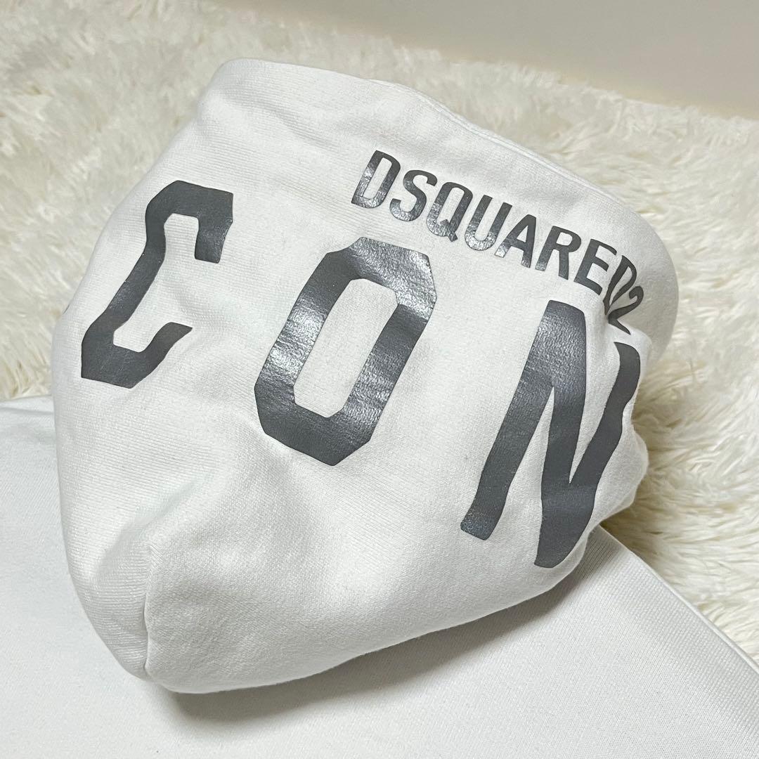美品 DSQUARED2 フードロゴ 裏起毛 パーカー XL