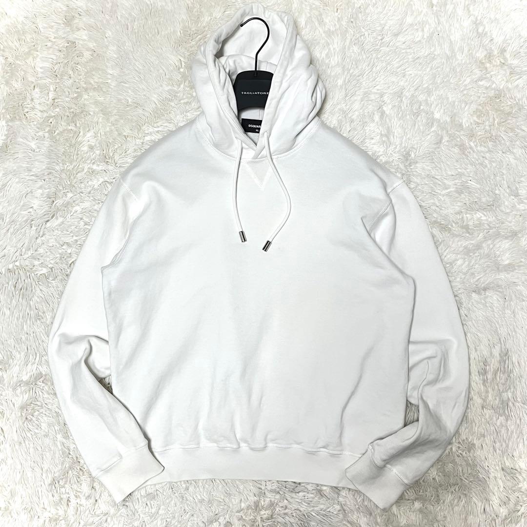 美品 DSQUARED2 フードロゴ 裏起毛 パーカー XL