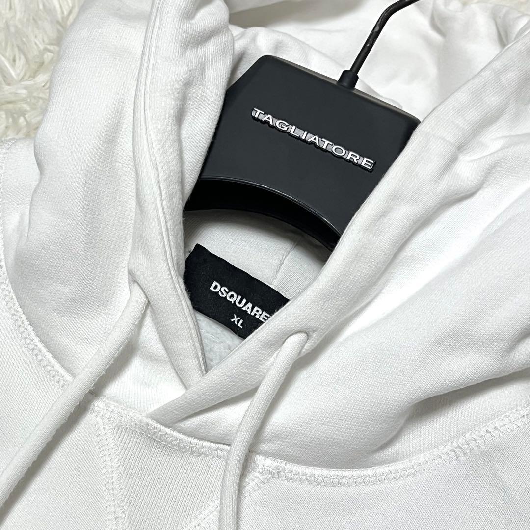 美品 DSQUARED2 フードロゴ 裏起毛 パーカー XL