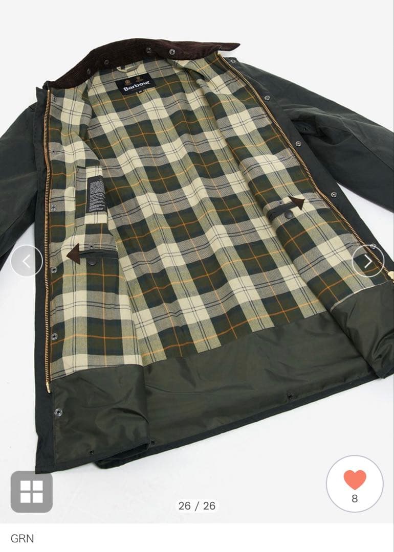 【美品】Barbour バブアー BORDER ボーダー 38 オイルド