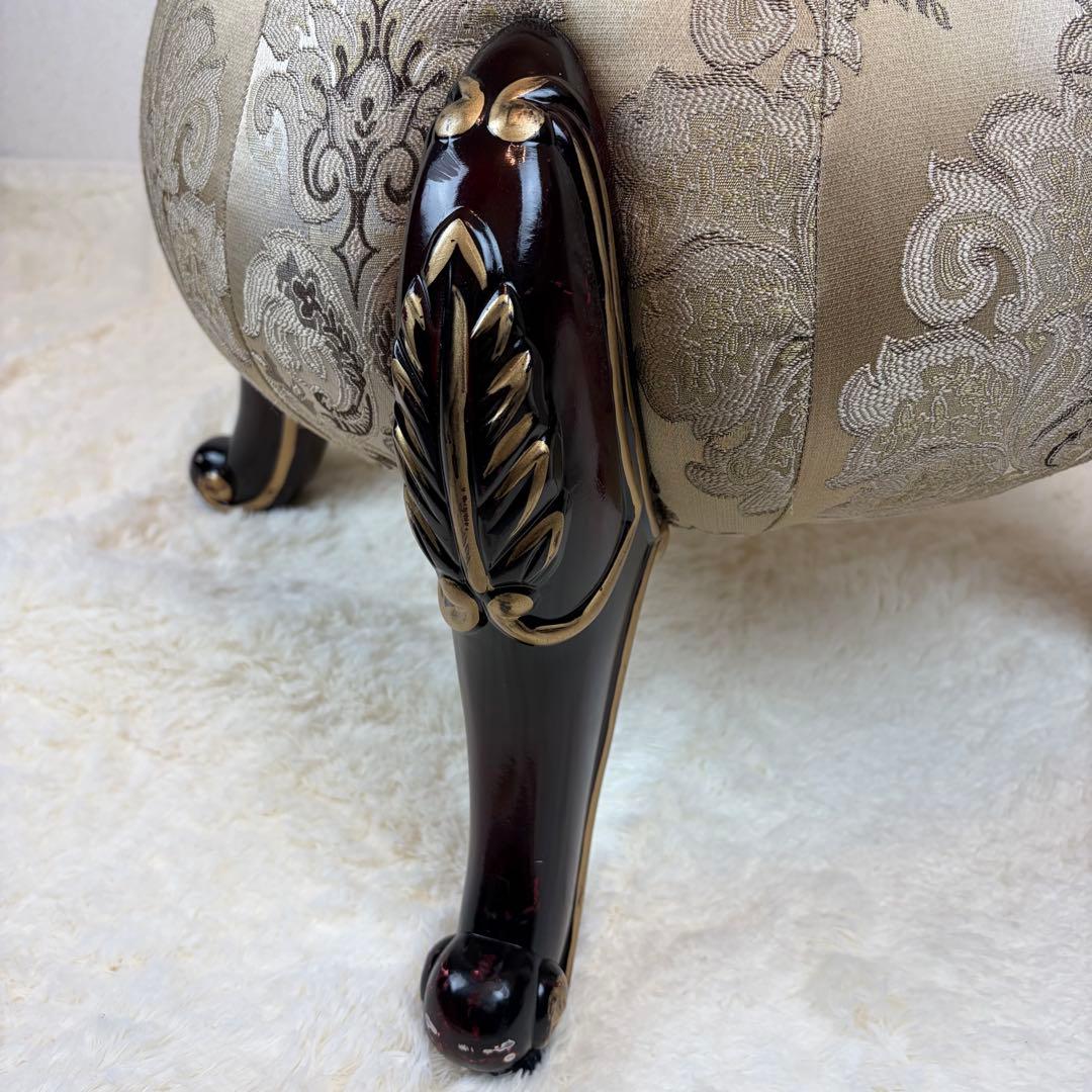 送料無料 アンティーク調チェア フットスツール 椅子 オットマン 猫脚 猫足