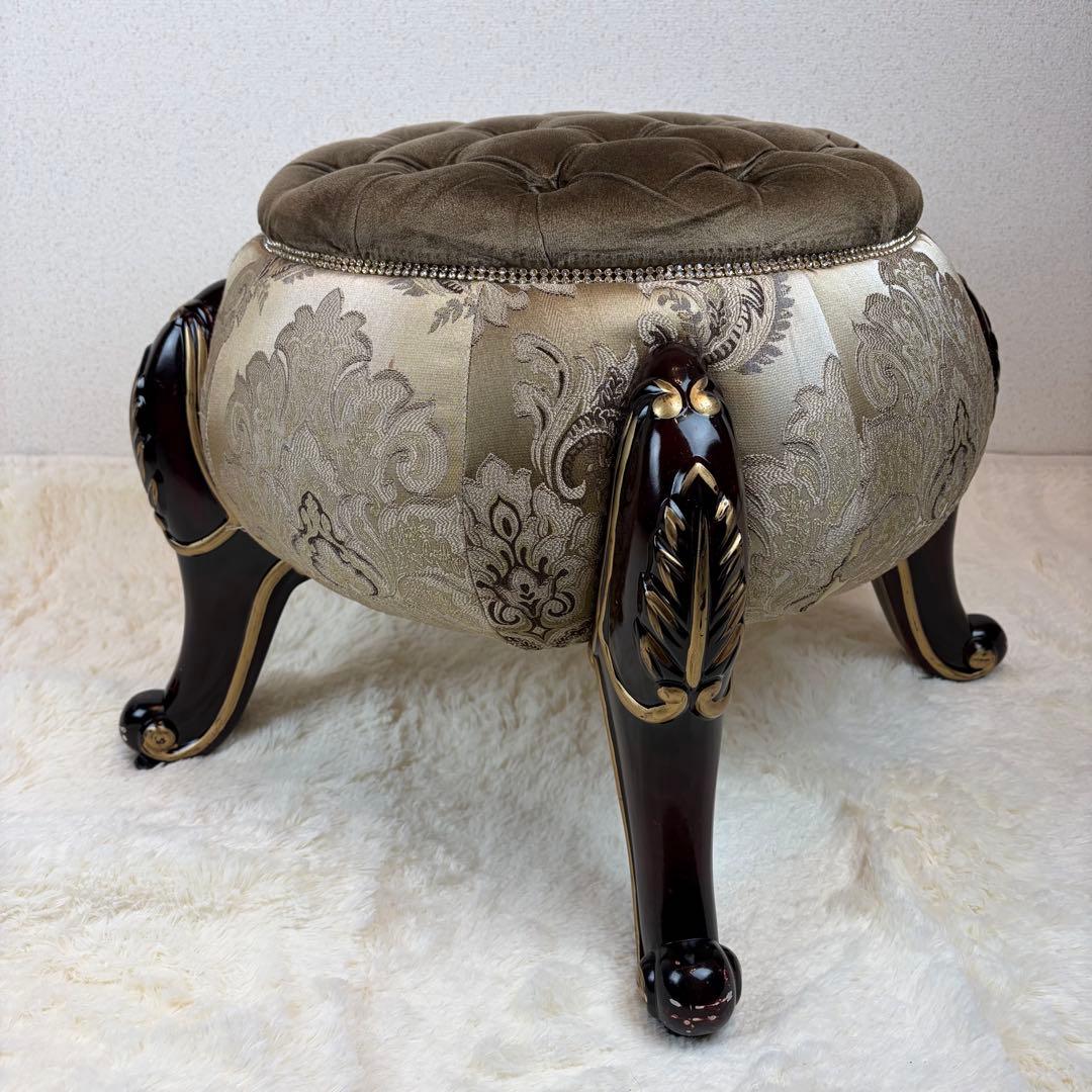 送料無料 アンティーク調チェア フットスツール 椅子 オットマン 猫脚 猫足