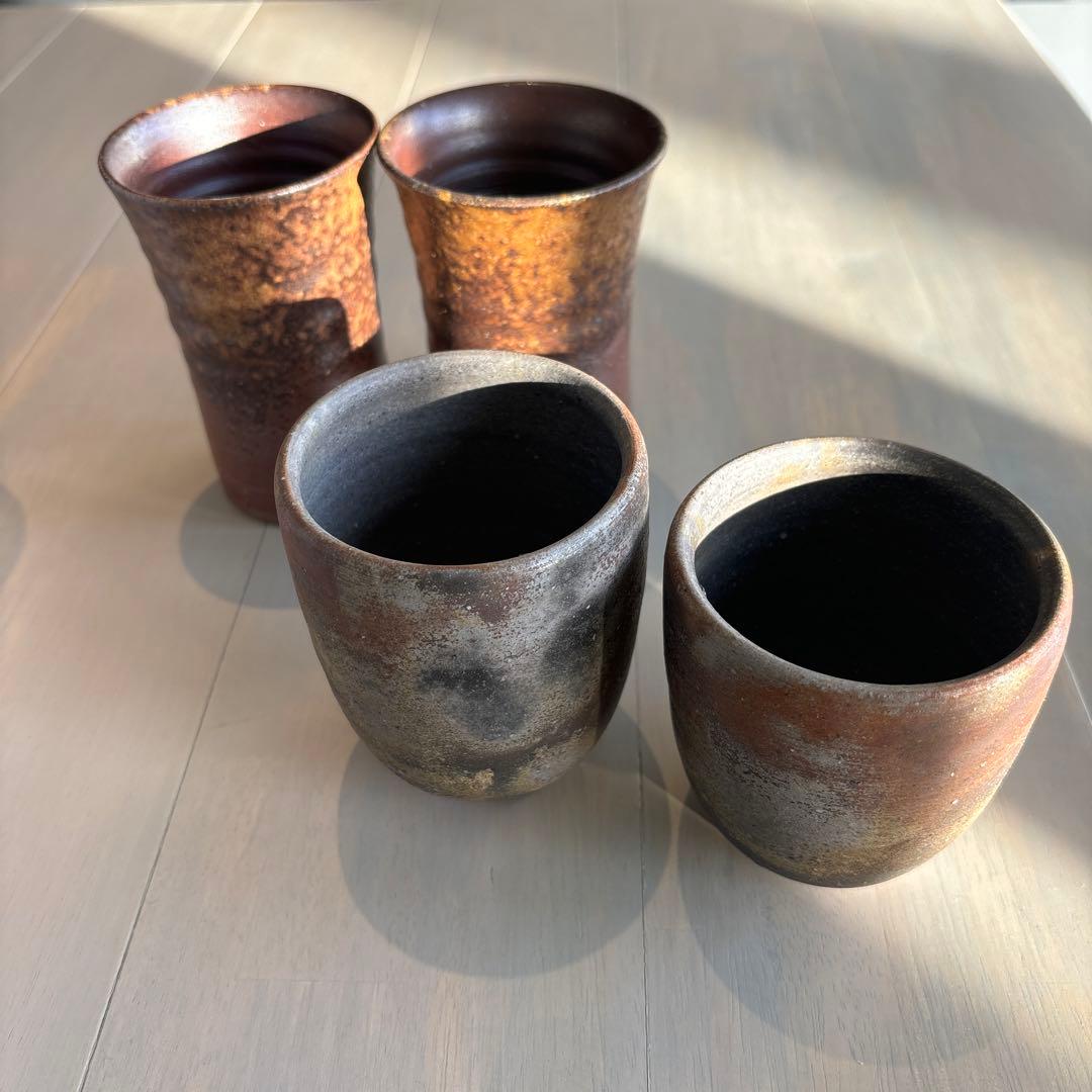 りんご姫　備前焼　皿と椀