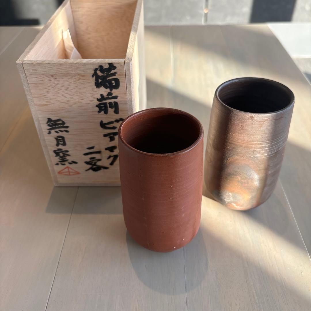 りんご姫　備前焼　皿と椀