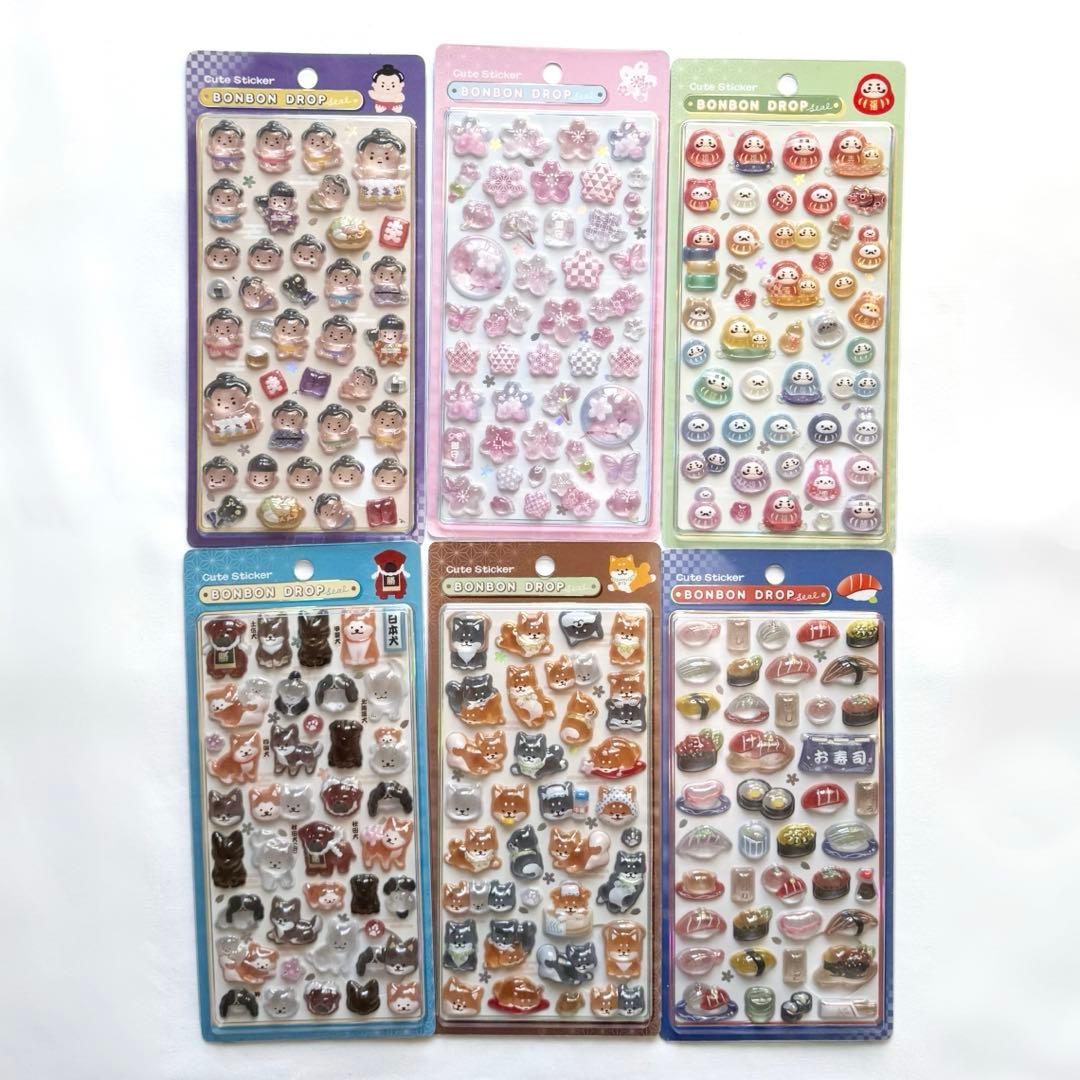 【新品】 ボンボンドロップシール 和柄 正規品 柴犬 寿司 相撲 だるま 新作