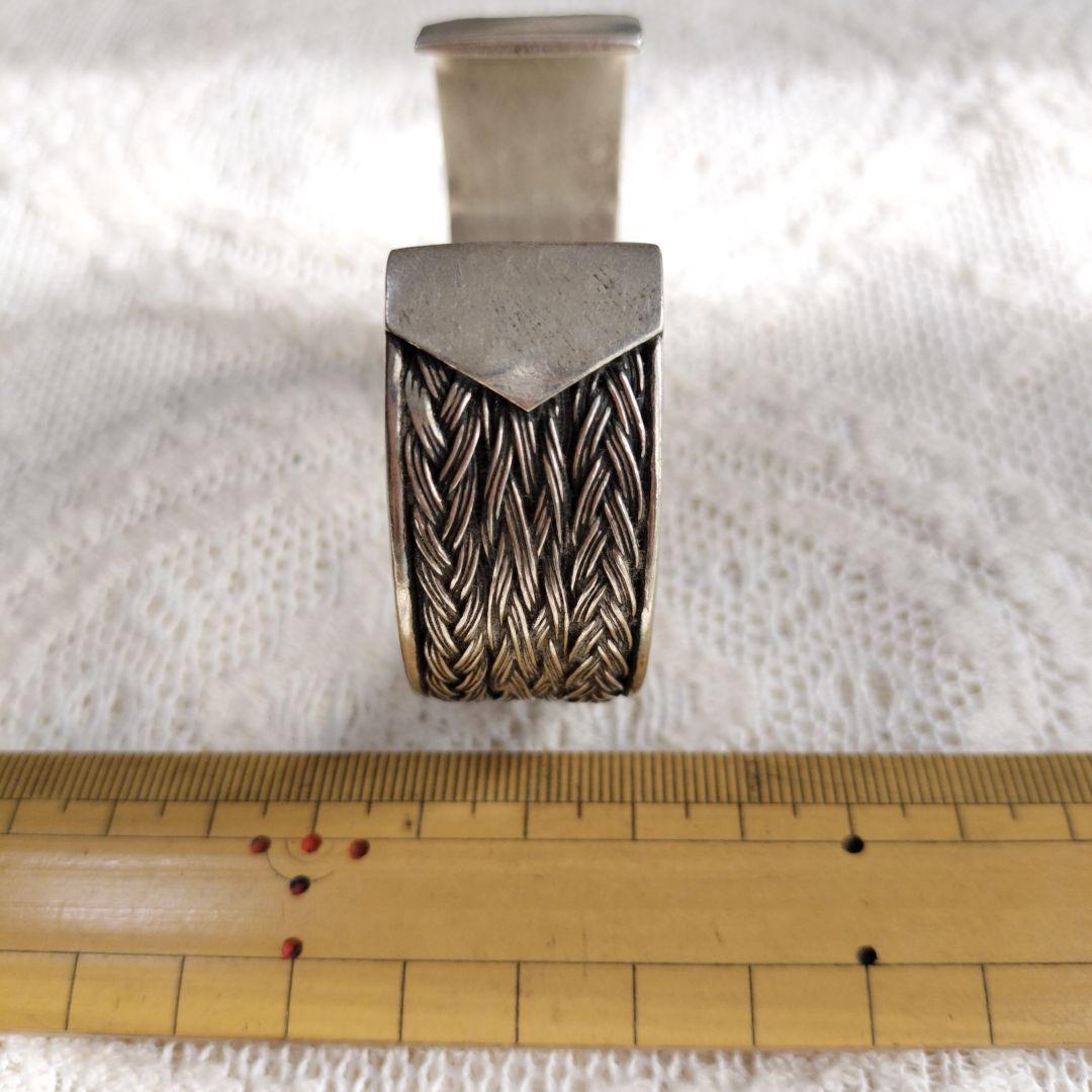 銀細工工芸品バングル、ヴィンテージ、シルバー925ブレスレット、約46.6g