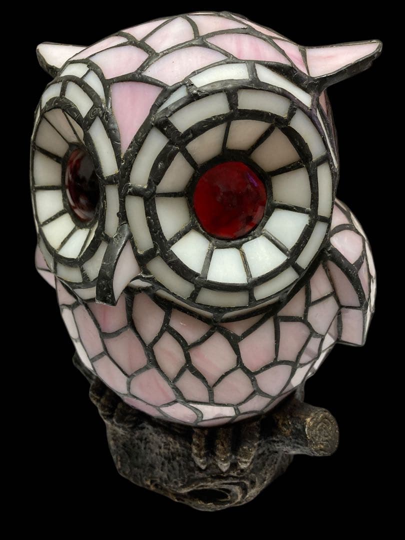 フクロウ型ステンドグラスランプ