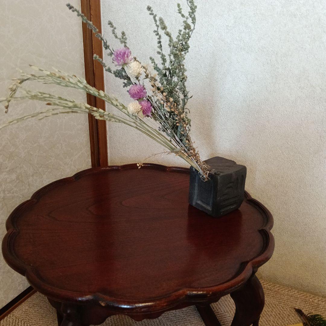 K*i様 骨董 李朝 ソバン 李朝 お膳　花形 虎脚 机　花台 木製 飾り台