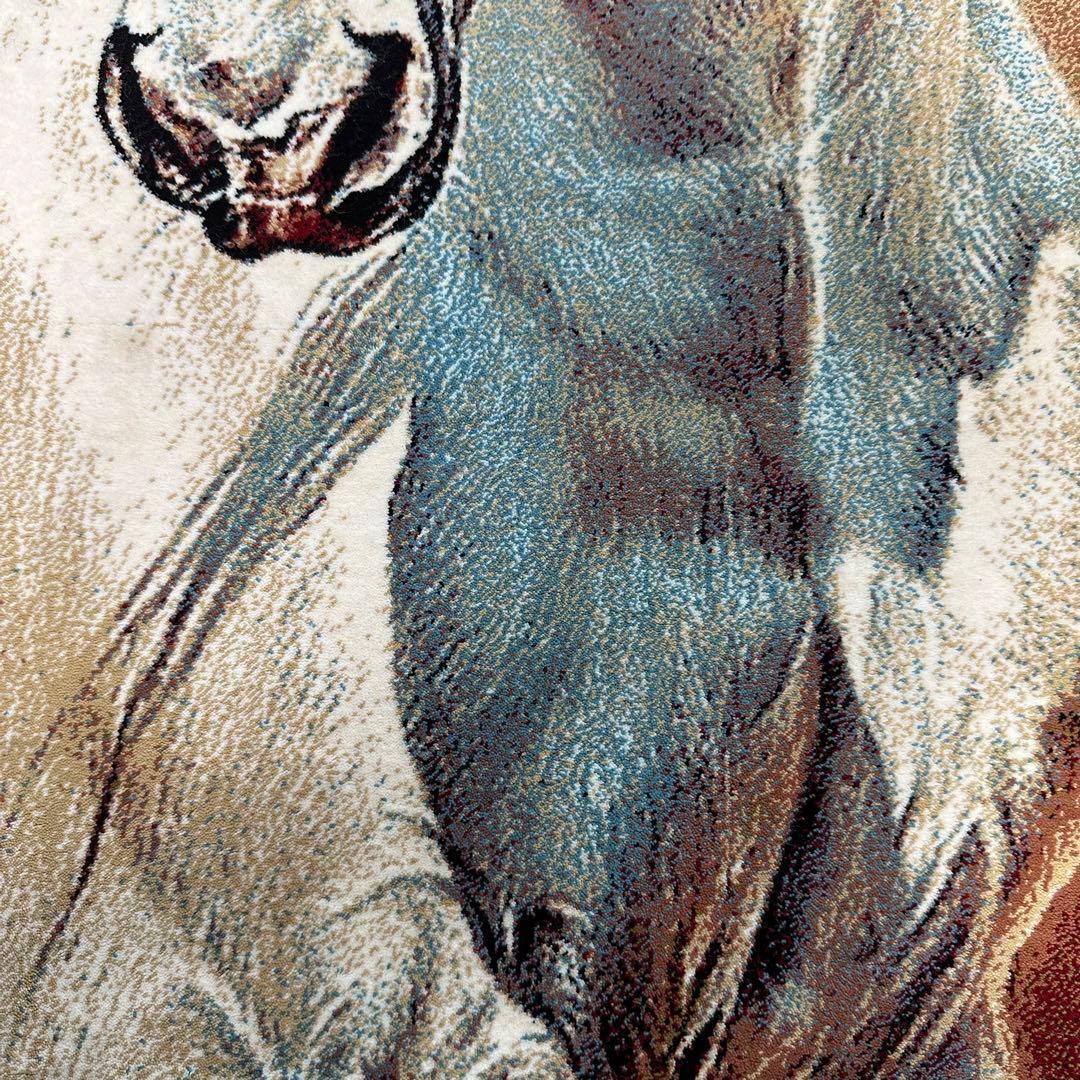 【新品未使用】絵画風絨毯　ペルシャ産　イラン　絨毯　ラグ　カーペット　馬　白馬