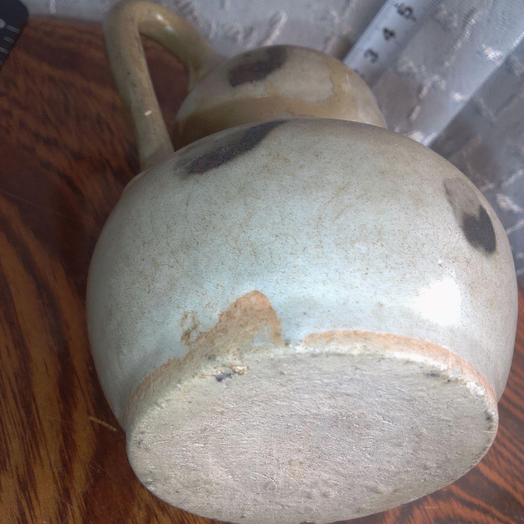 骨董６手作り陶器壺、二重ボディ