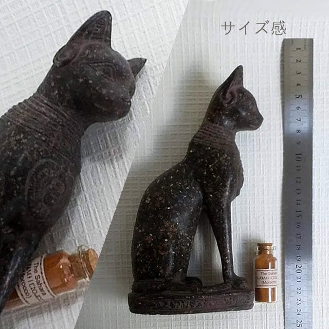 砂漠の砂-M　バステト神　レプリカ石像　エジプト　砂漠の砂　彫刻　象形文字