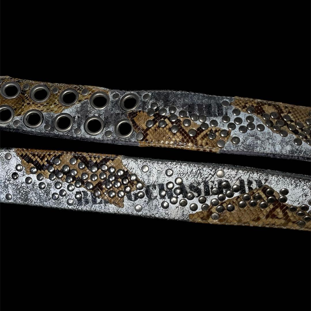 【Kmrii】Crazy studs White python BELT 白蛇