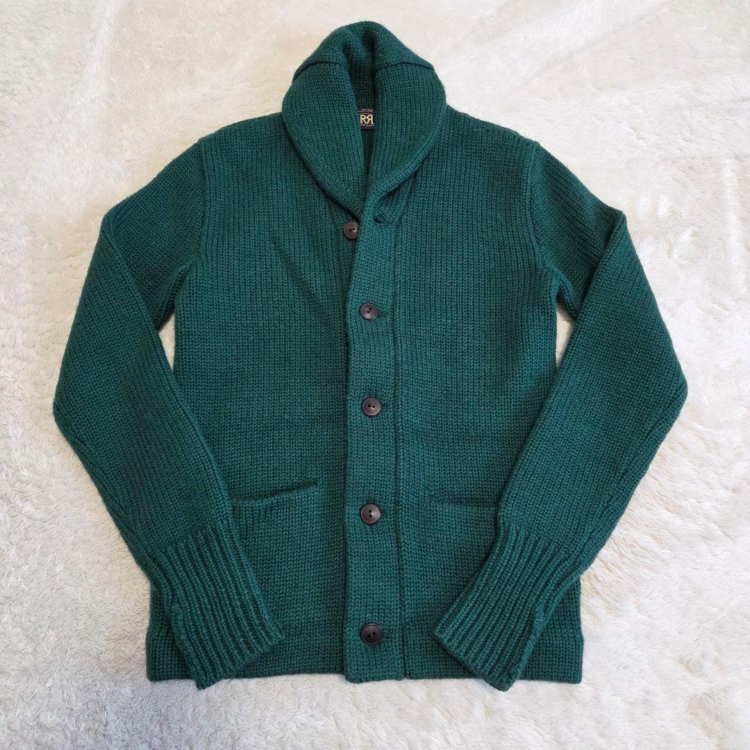 極美品　RRL　ショールカーディガン　グリーン　ラムウール　ウール　XS