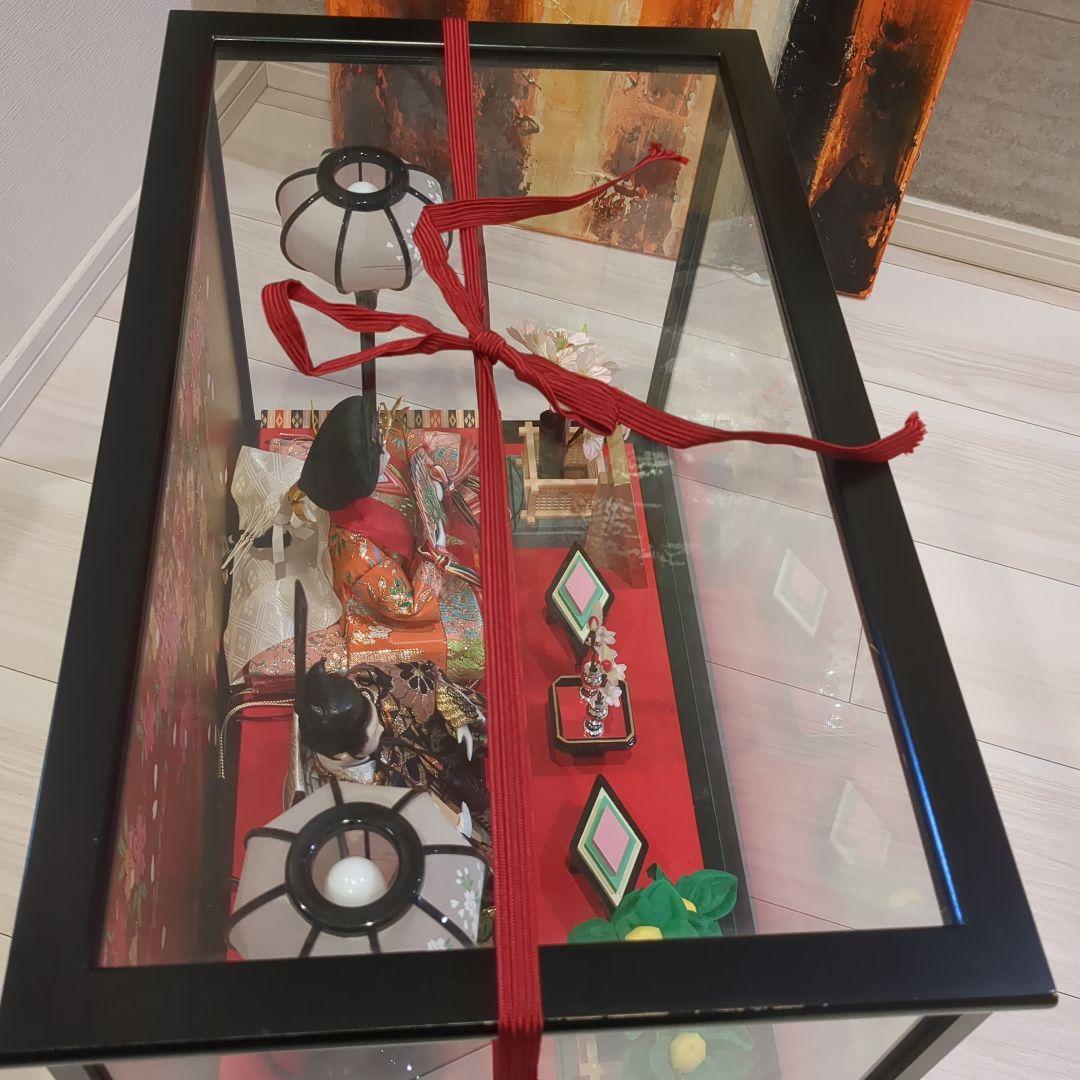 久月　よろこび雛　雛人形　お雛様　おひな様　ガラスケース　間口48cm